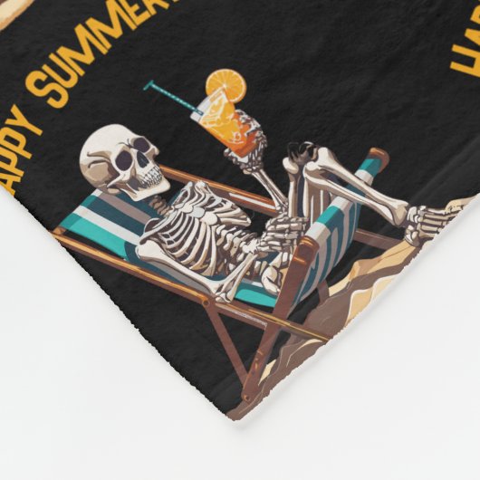 Beach Lounges Skeleton Halloween Fleecedecke (Ecke)