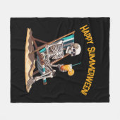 Beach Lounges Skeleton Halloween Fleecedecke (Vorderseite (Horizontal))