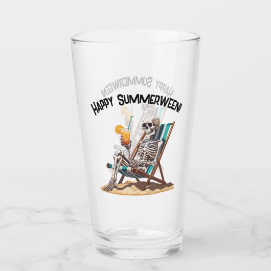 Beach Lounges Skeleton Halloween Glas (Rückseite)
