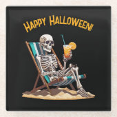 Beach Lounges Skeleton Halloween Glasuntersetzer (Vorderseite)