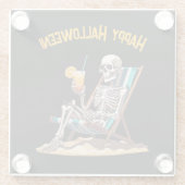 Beach Lounges Skeleton Halloween Glasuntersetzer (Rückseite)