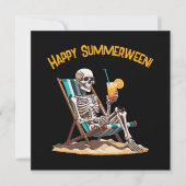 Beach Lounges Skeleton Halloween Grußkarte Karte (Vorderseite)