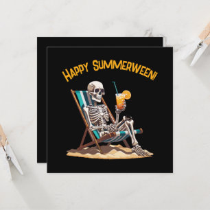 Beach Lounges Skeleton Halloween Grußkarte Karte