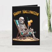 Beach Lounges Skeleton Halloween Grußkarte Karte (Vorderseite)