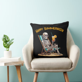 Beach Lounges Skeleton Halloween Kissen