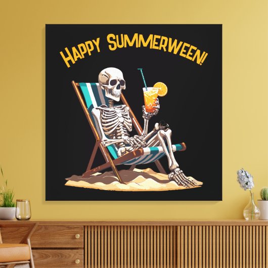 Beach Lounges Skeleton Halloween Leinwanddruck (Insitu (Wohnzimmer))