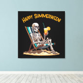 Beach Lounges Skeleton Halloween Leinwanddruck (Insitu (Holzboden))
