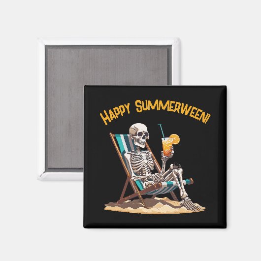 Beach Lounges Skeleton Halloween Magnet (Vorderseite/Rückseite)