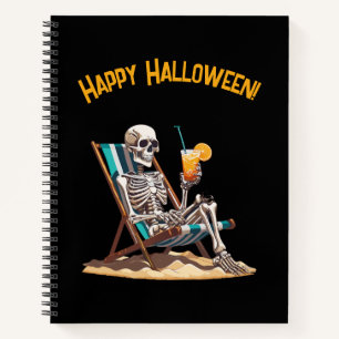 Beach Lounges Skeleton Halloween Notizblock