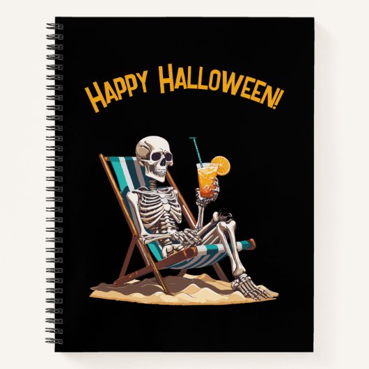 Beach Lounges Skeleton Halloween Notizblock (Vorderseite)