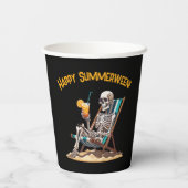 Beach Lounges Skeleton Halloween Pappbecher (Rückseite)