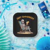Beach Lounges Skeleton Halloween Pappteller (Party)