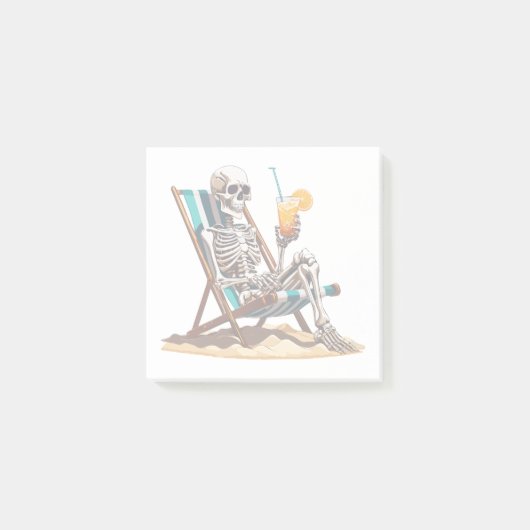 Beach Lounges Skeleton Halloween Post-it Klebezettel (Vorderseite)
