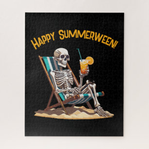 Beach Lounges Skeleton Halloween Puzzle