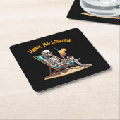 Beach Lounges Skeleton Halloween Rechteckiger Pappuntersetzer (angewinkelt)