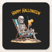Beach Lounges Skeleton Halloween Rechteckiger Pappuntersetzer (Vorderseite)