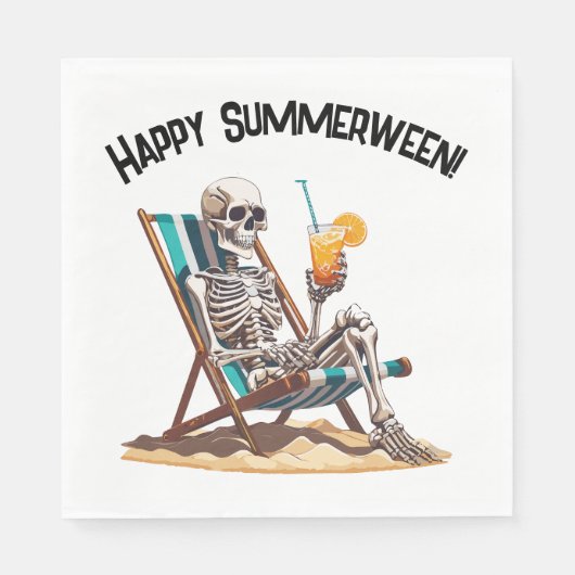Beach Lounges Skeleton Halloween Serviette (Vorderseite)