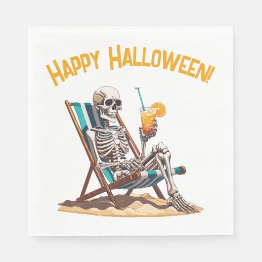 Beach Lounges Skeleton Halloween Serviette (Vorderseite)