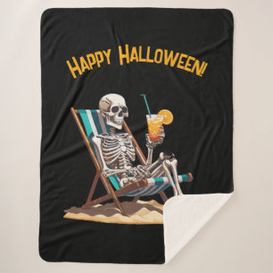 Beach Lounges Skeleton Halloween Sherpadecke
