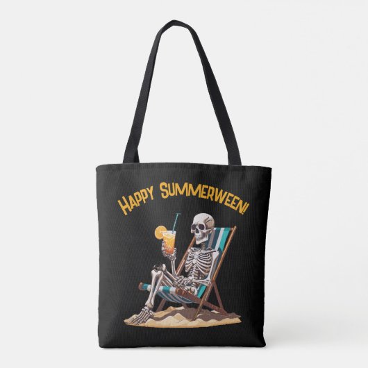 Beach Lounges Skeleton Halloween Tasche (Rückseite)