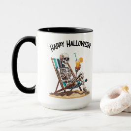 Beach Lounges Skeleton Halloween Tasse