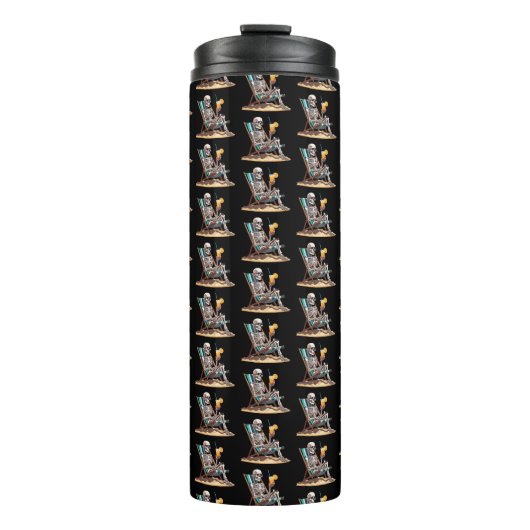 Beach Lounges Skeleton Halloween Thermosbecher (Vorderseite)