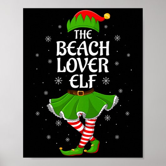 Beach Lover Elf Christmas Family Girls Women Elf S Poster (Vorne)