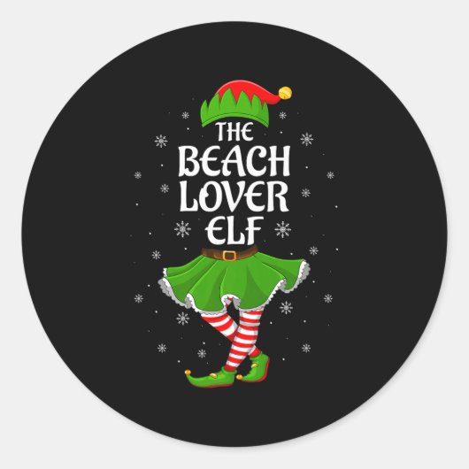 Beach Lover Elf Christmas Family Girls Women Elf S Runder Aufkleber (Vorderseite)