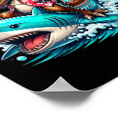 Beach Lover T-rex Dinosaur Riding Shark Surfing Oc Poster (Ecke)
