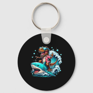 Beach Lover T-rex Dinosaur Riding Shark Surfing Oc Schlüsselanhänger