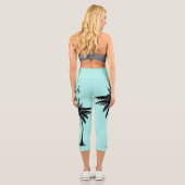 Beach Lover Tropical Aqua Blue Black Capri Leggings (Rückseite)