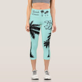 Beach Lover Tropical Aqua Blue Black Capri Leggings (Vorderseite)