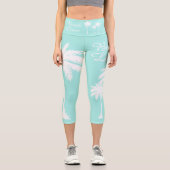 Beach Lover Tropical Aqua Blue Capri Leggings (Vorderseite)