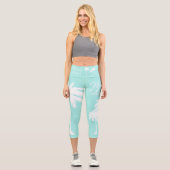 Beach Lover Tropical Aqua Blue Capri Leggings (Vorderseite)