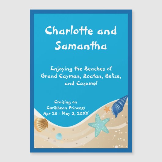 Beach Lovers Personalisiert Stateroom Door Marker Magnetkarte (Vorderseite)