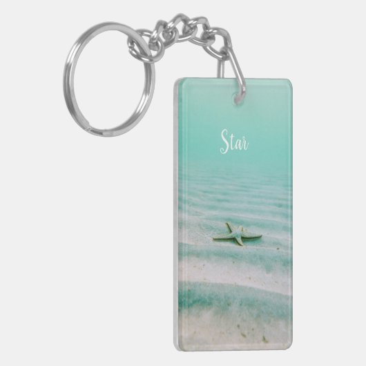 Beach Lovers Schlüsselanhänger Sea Green mit Namen (Vorderseite links)