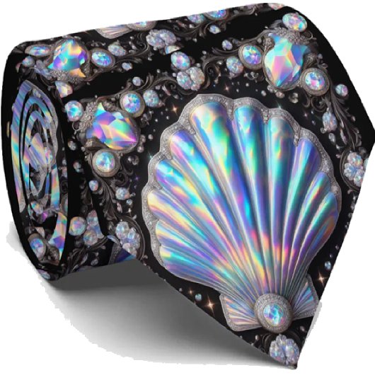 Beach Lovers Tie | Opal Diamond Seashell Pattern Krawatte