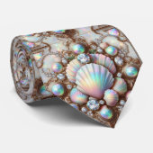Beach Lovers Tie | Opal Diamond Seashell Pattern Krawatte (Gerollt)