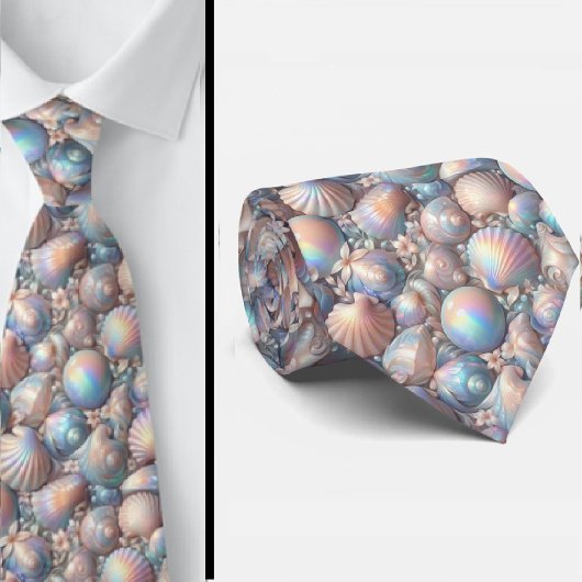 Beach Lovers Tie | Opal Iridecent Seashells  Krawatte