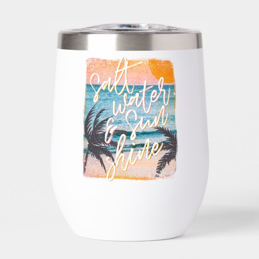 Beach Lover's Wine Tumbler – Salt Water & Sunshine (Vorderseite)