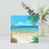 Beach Luau Hawaii Empfang erhält Namen im Sand Einladung (Stehend Vorderseite)