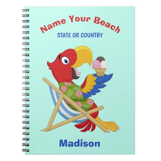 Beach Macaw individuelle Name, Text und Farbe Notizblock (Vorderseite)