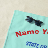 Beach Macaw individuelle Name, Text- und Farbhandt Strandtuch (Beispiel)