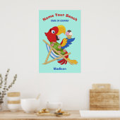 Beach Macaw individuelle Name, Text- und Farbposte Poster (Küche)