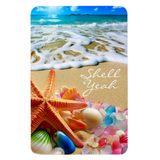 Beach Magnet mit Muscheln und Meeresglas