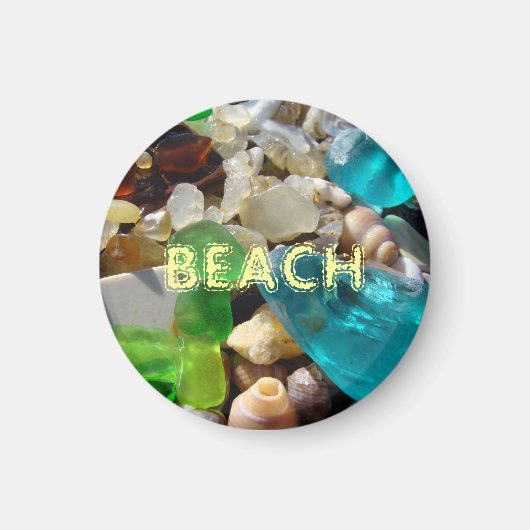 BEACH-Magnete Blaues Meerglas Agates Muscheln Magnet (Vorne)