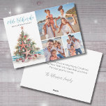 Beach Mele Kalikimaka Weihnachtsfamilien Foto Feiertagskarte<br><div class="desc">Beach Mele Kalikimaka Weihnachts-Foto-Weihnachtskarte. Versenden Sie tropische Urlaubsstipps mit dieser horizontalen Karte zum Thema Mele Kalikimaka, auf der oben der hawaiianische Satz steht und Ihr Familienname unten angezeigt wird. Dieses festliche Design präsentiert einen einzigartigen Muschel- und Seesterweihbaum neben drei Plätzen für Ihre Fotos. Der Aquarellbaum ist perfekt für diejenigen, die...</div>