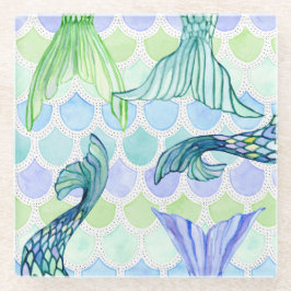Beach Mermaid Schwanzes Aquarelle Fische Muster Glasuntersetzer