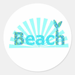 Beach Mermaid Tail Runder Aufkleber