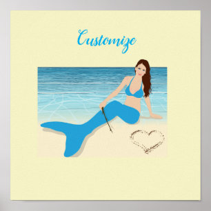 Beach Mermaid Valentine Thunder_Cove Poster